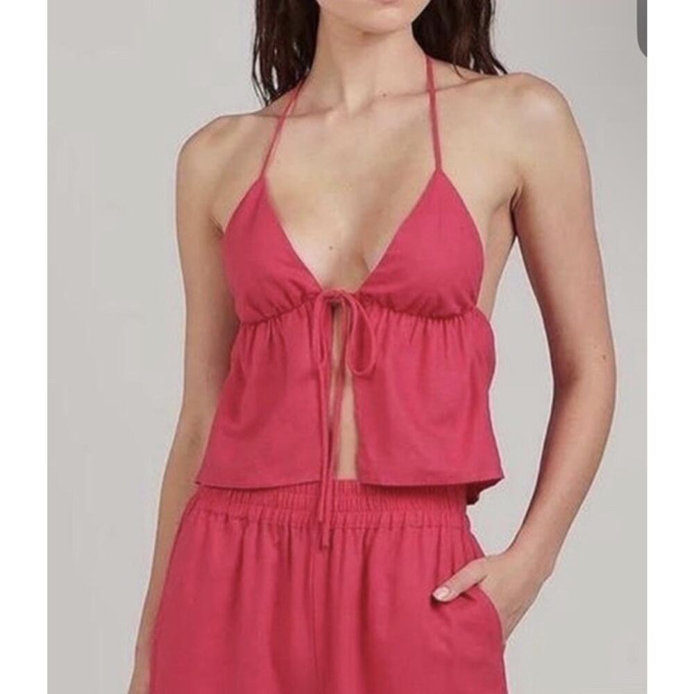 CHARLIE HOLIDAY SZ Medium Pink HALTER‎ TOP NWT $70